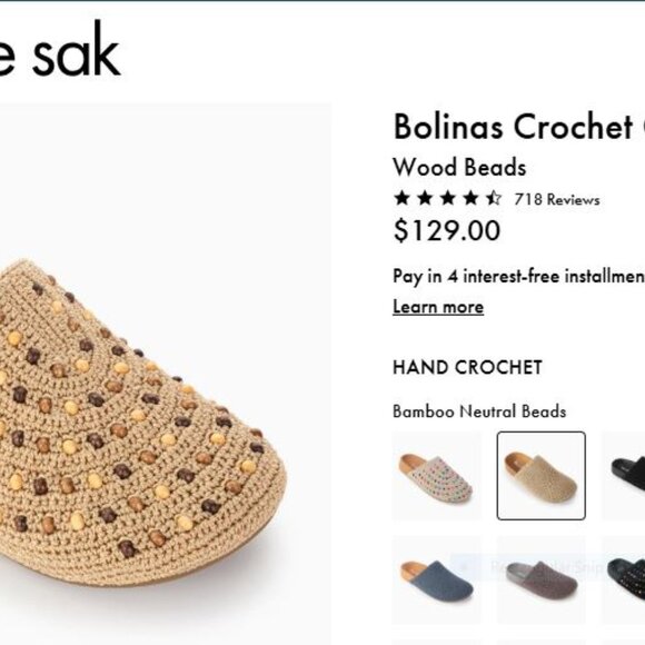 NWOT The Sak Bolinas Crochet Clogs Wood Beads Boho Size 8 - Picture 2 of 8